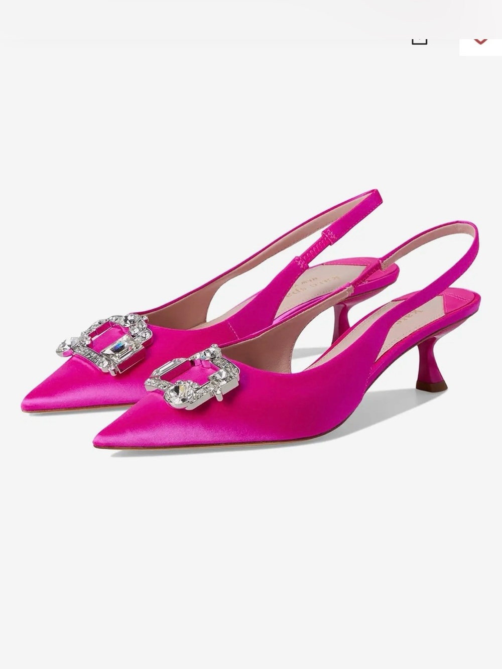 Kate Spade Renata Hot Pink Slingback Kitten Heel Pumps with Crystal Buckle